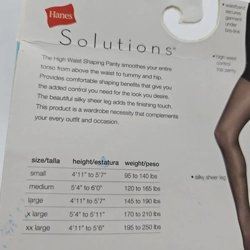 2- Beige Small Pantyhose Hanes‎ Solutions High Waist Silky Sheer Control Top